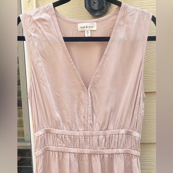 Anthropologie Cloth & Stone Cinched Waist Sleeveless Dress Sz M Nude - Picture 3 of 5